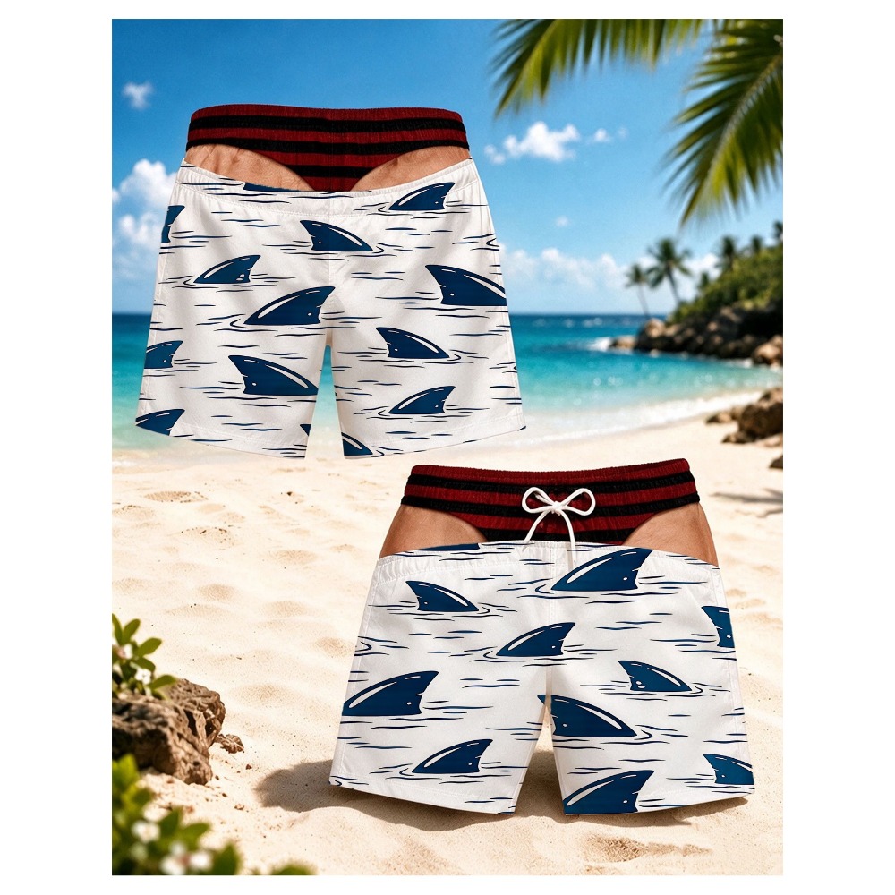 Swim Fins - Men's Shark Fin Wave Print Swim