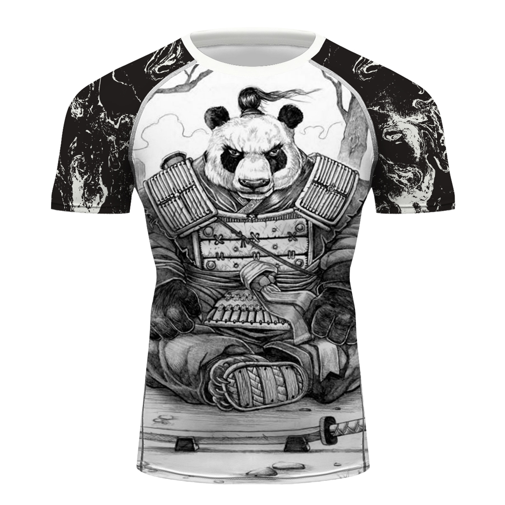 Rash Guard - Mens Samurai Panda Boxing Quick-Drying Short