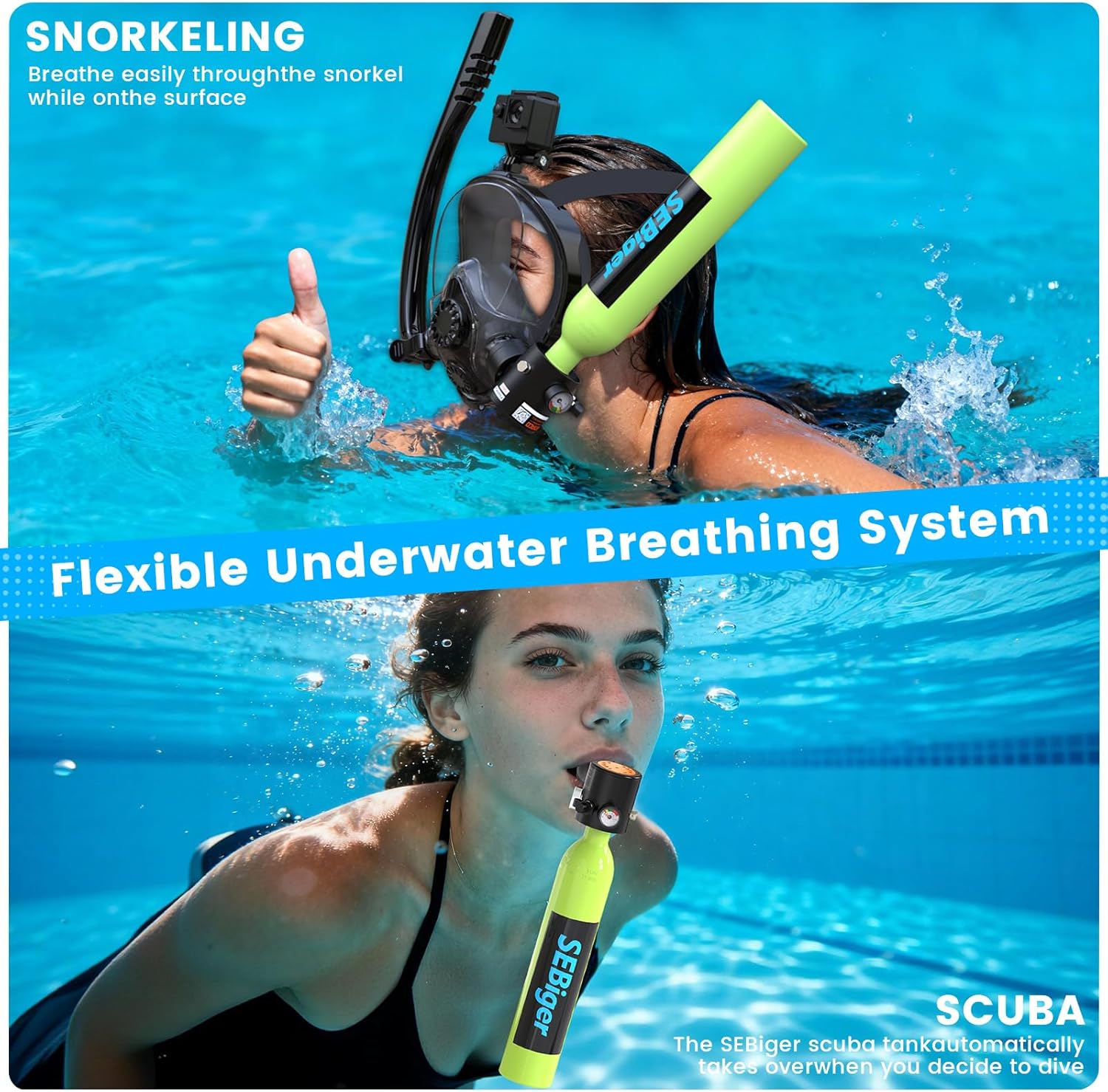 Mini Scuba Tank 0.5L with Full - đánh giá và giá Snorkel Set